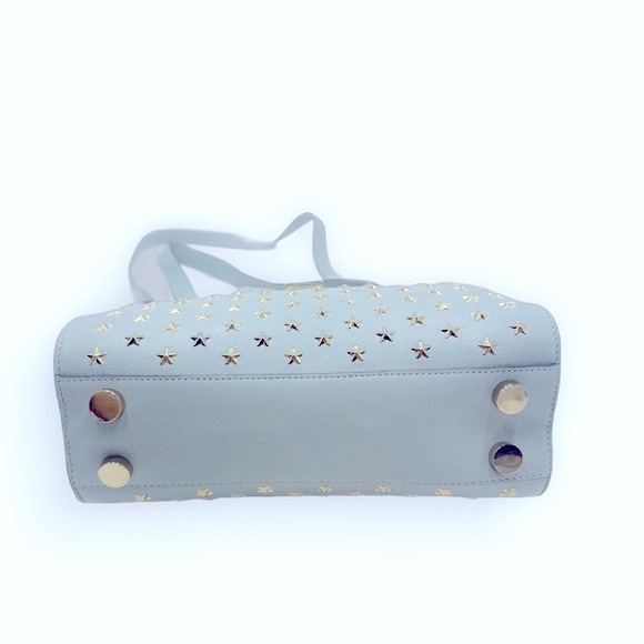 Auth Jimmy Choo Light Blue Star Studded 2way Mini Riley Satchel Top Hanfle Tote - Picture 7 of 15